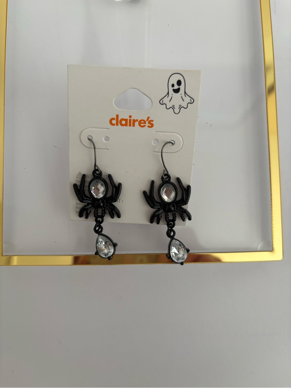 Claire's Black Spider Dangle Earrings with Clear Gems & Witch dangle earrings